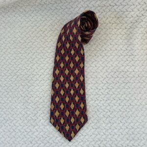 Guess Geometric Tie in Burgundy, Blue, and Gold